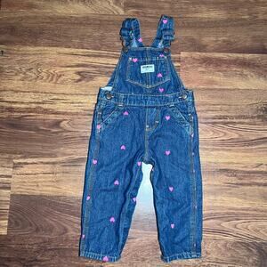 Oshkosh Denim Overall Heart Embroidered Denim Size 18 Months